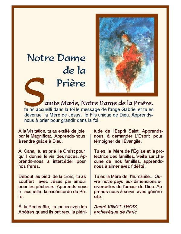 Notre dame de la Prière sainte marie mère de dieu prière