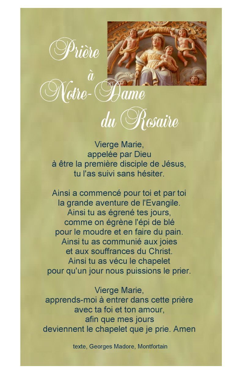 Prière à Notre Dame du Rosaire.